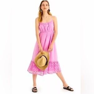 EUC J. Crew Spaghetti Strap Tiered Eyelet Midi Dress in Lilac - XXS